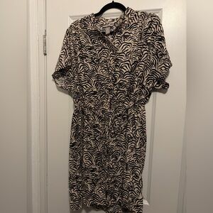 H&M Black and Cream Animal Print Blouse